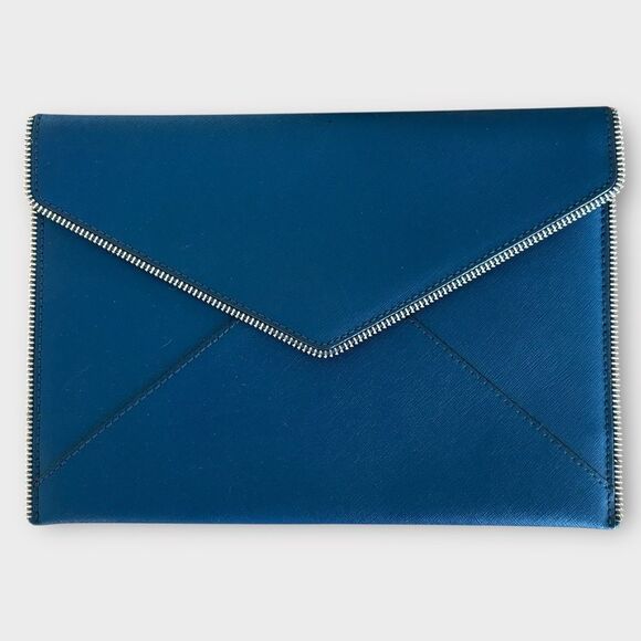 ✨ NWOT ✨Rebecca Minkoff Large Leo Envelope Clutch in Blue - Picture 6 of 10